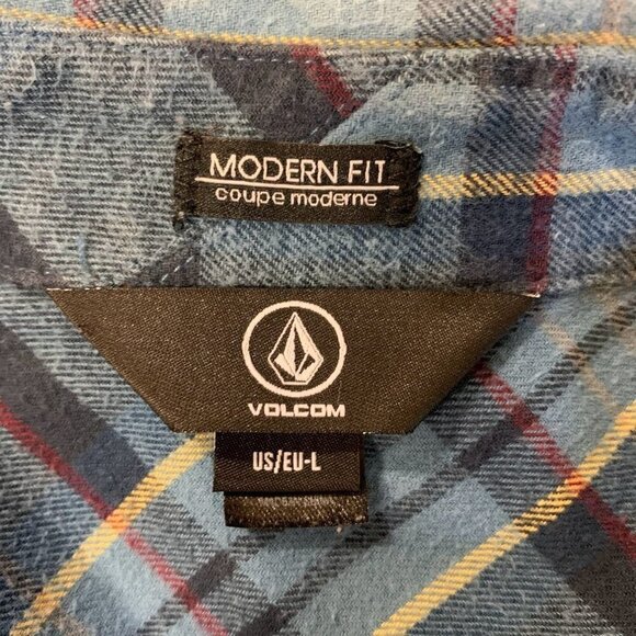 Volcom Men's Gaines Cotton Plaid Flannel Button Up Long Sleeve Shirt Size L - Picture 6 of 12